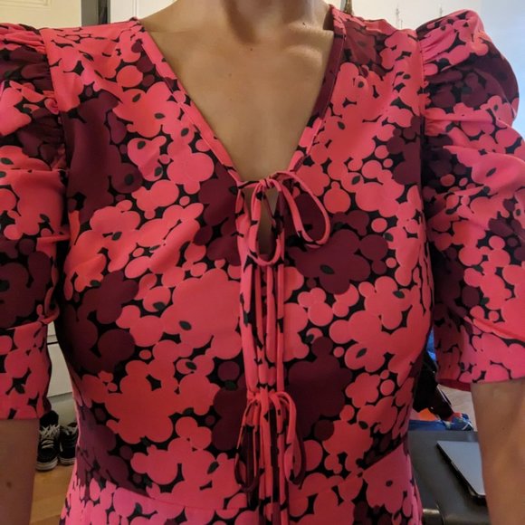 Kate Spade New York - Pink Floral Knee-Length A-Line Dress - Picture 8 of 8